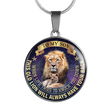 To My Son Pendant Necklace from Father, Love Quotes For Boys Gift - Old Lion Dad
